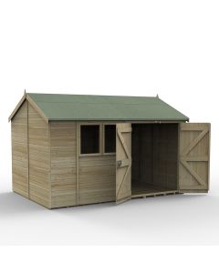 Timberdale Reverse Apex Shed - Double Door - 12 x 8 ft
