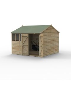 Beckwood Reverse Apex Shed - 4 Windows - Double Door - 10 x 10 ft