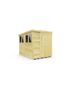 Pent Shed Double Door, Tanalised - 6 x 8 ft