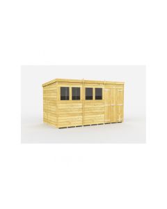 Pent Shed Double Door, Tanalised - 12 x 7 ft