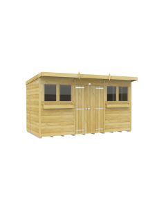 Pent Summer Shed Loglap, Tanalised - 12 x 6 ft