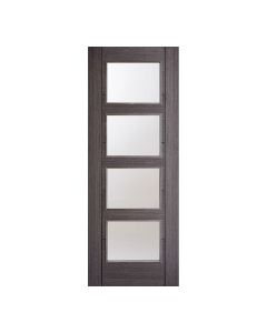 Vancouver 4L Pre-Finished Ash Grey Internal Door 4 Light With Clear Glass