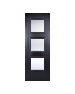 Amsterdam 3L Primed Plus Black Internal Door 3 Lights Clear Glazing