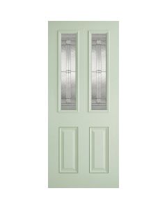 Malton 2L Glazed External Pre-Finished Light Green Front Face With White Inside Face and Edges External Composite Door 2 Lights With Leaded Double Glazed Unit