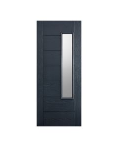 Newbury 1L Pre-Finished Anthracite Grey External Composite Door 1 Light With Frosted Double Glazed Unit