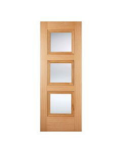 Amsterdam 3L Pre-Finished Oak Internal Door 3 Lights Clear Glazing