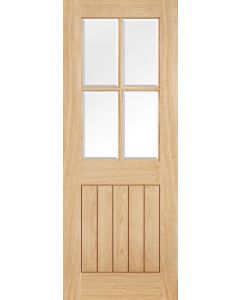 Oak Belize 4-Light Door with Clear Beveled Glass