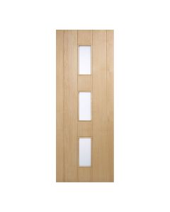 Copenhagen 3L Unfinished Oak External Door 3 Lights With Frosted Double Glazed Unit