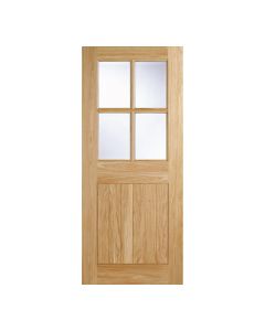 Cottage 4L Unfinished Oak External Door 4 Lights With Clear Double Glazed Unit