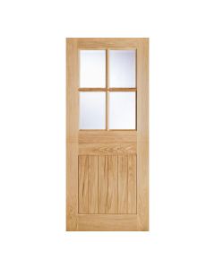 Cottage Stable 4L Unfinished Oak External Door 4 Lights With Clear Double Glazed Unit