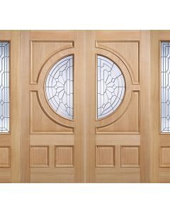 Empress Unfinished Oak External Door Zinc Clear Bevelled Double Glazed