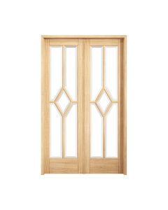 Reims W4 Pre-finished Oak Internal Room Divider 2031 x 1246 mm x 35mm Clear Glazing