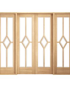 Reims W8 Pre-finished Oak Internal Room Divider 2031 x 2478 (98") x 35mm Clear Glazing